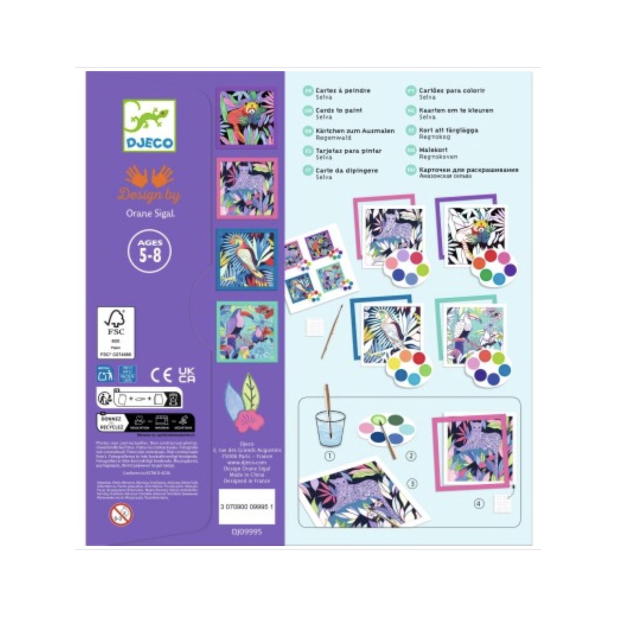 Cartes a peindre X 4 - Selva - couleur unique, DJECO