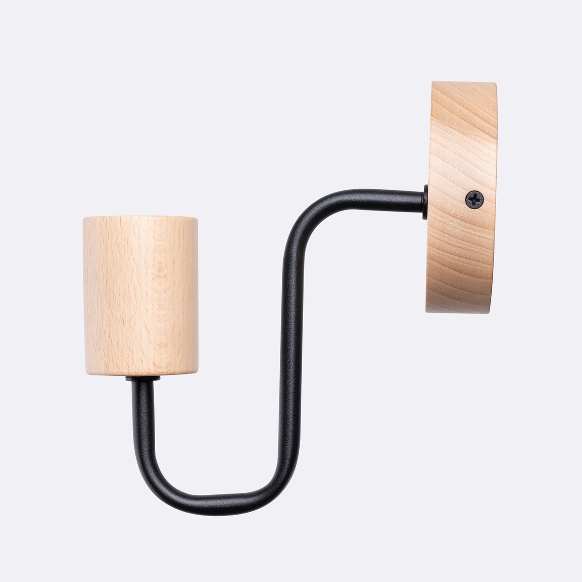Applique Acier Noir/Bois Naturel E27 1 Timbo noir, EDEN