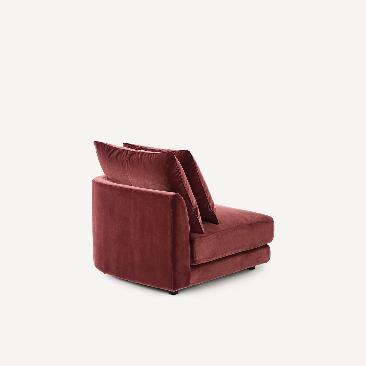 Demi-canapé droit, arrondi, modulable en velours, TIBERIO grenat, AM.PM