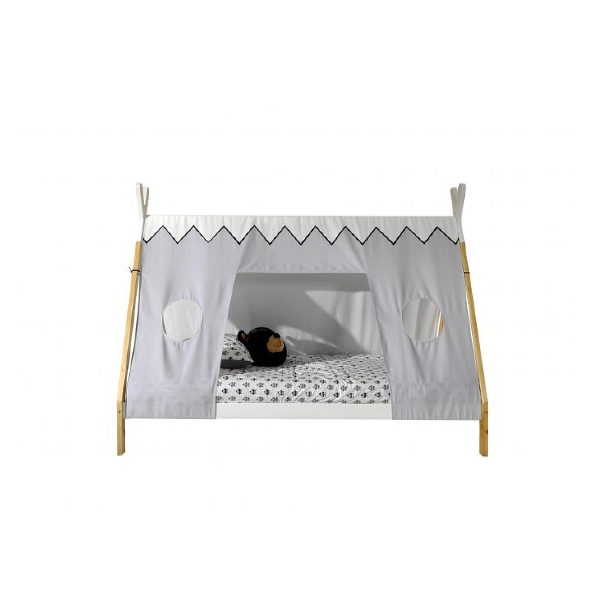 Lit Tipi90 X 200,ensemble Textile Assorti Nature/Blanc blanc, VIPACK