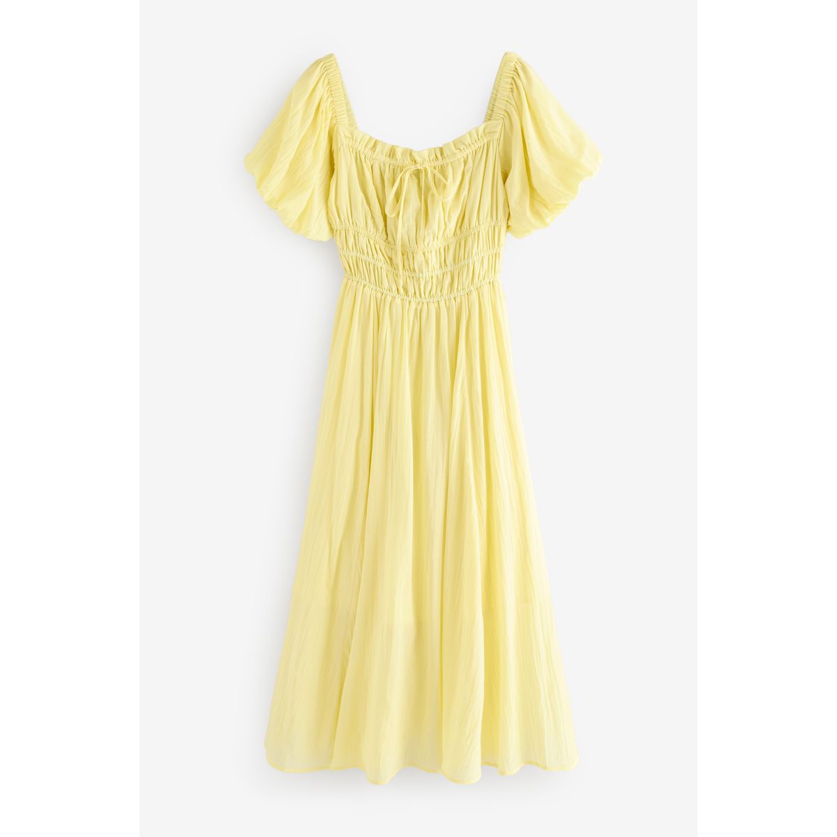 Robe mi-longue à manches bouffantes jaune, NEXT