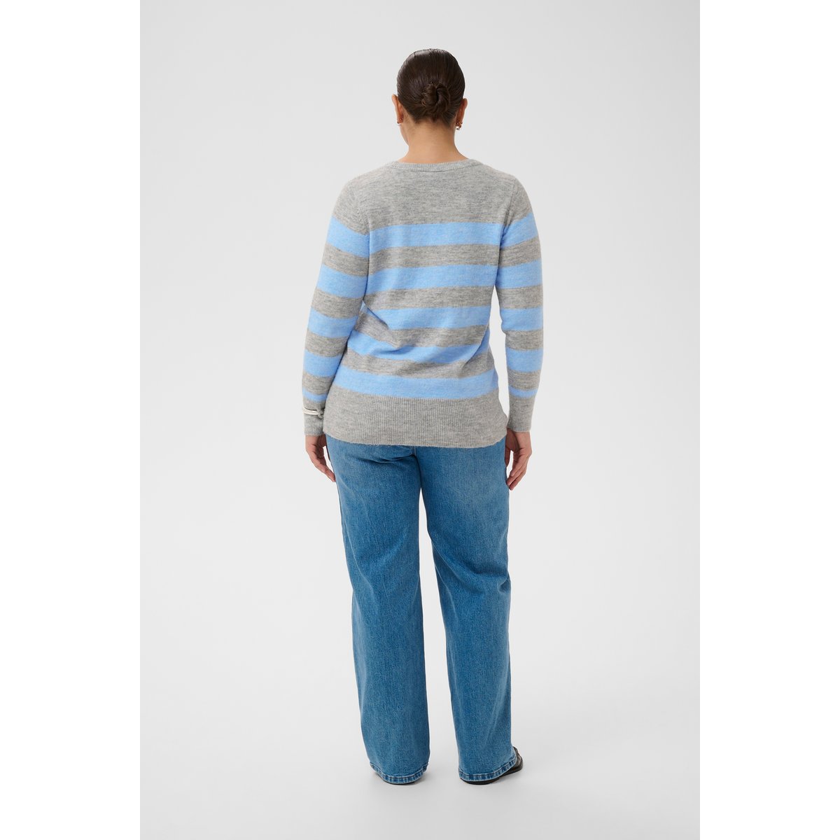 Pullover tricoté gris bleu light grey mel./blue melange, KAFFE CURVE