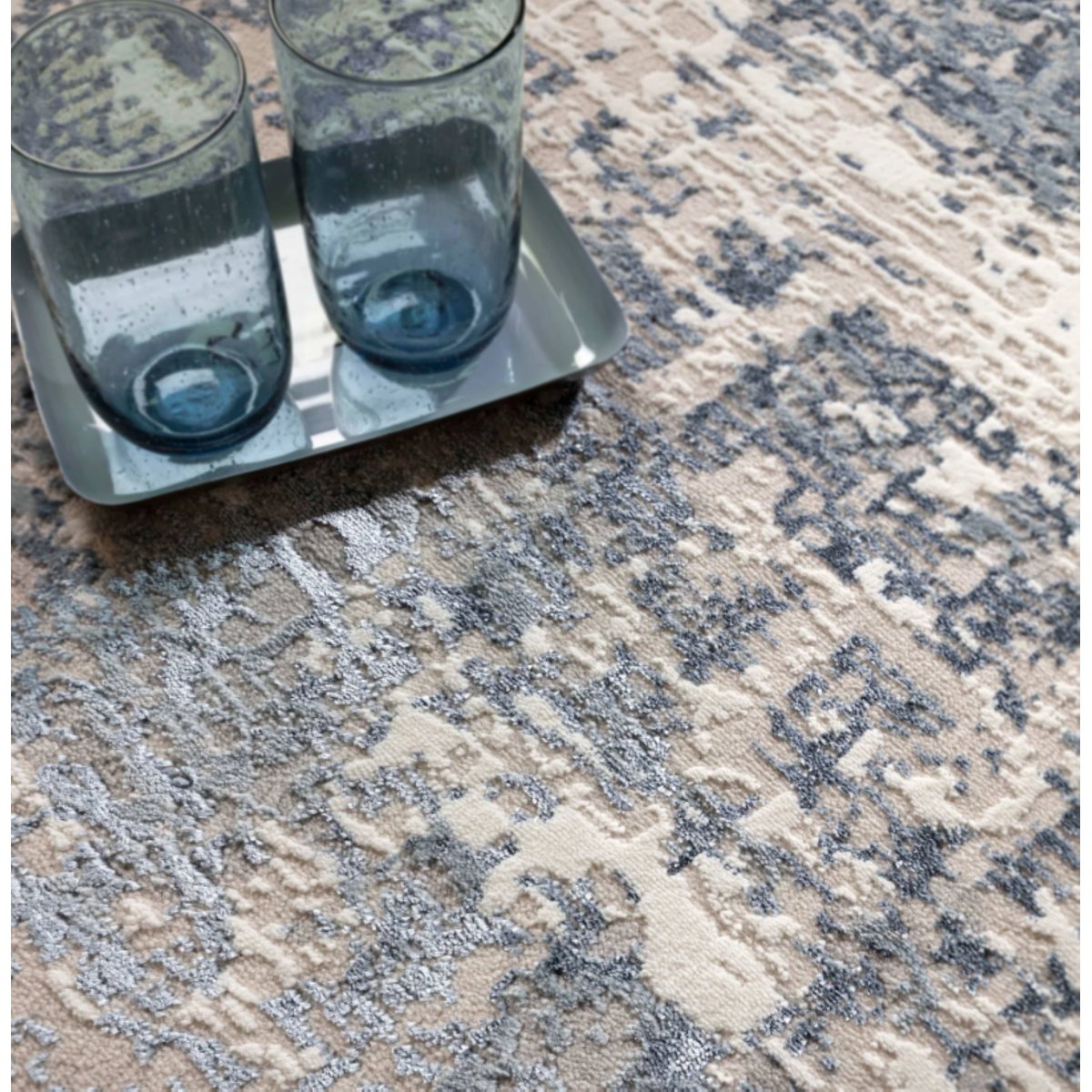 Tapis tissé plat moderne SPHERE bleu, NOVATREND