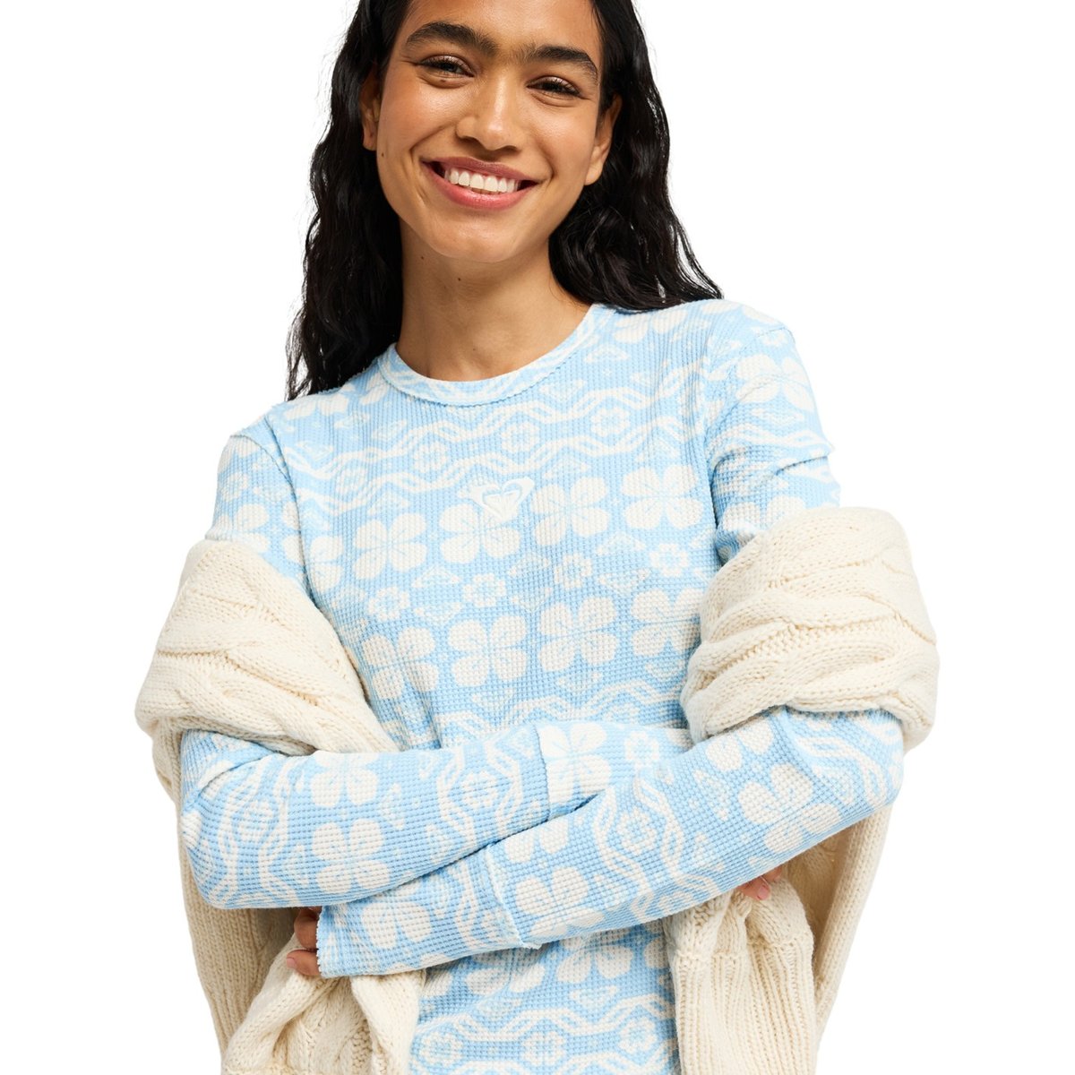 Haut manches longues SNOWFLAKE JAM. bleu cerulean chalet all day, ROXY