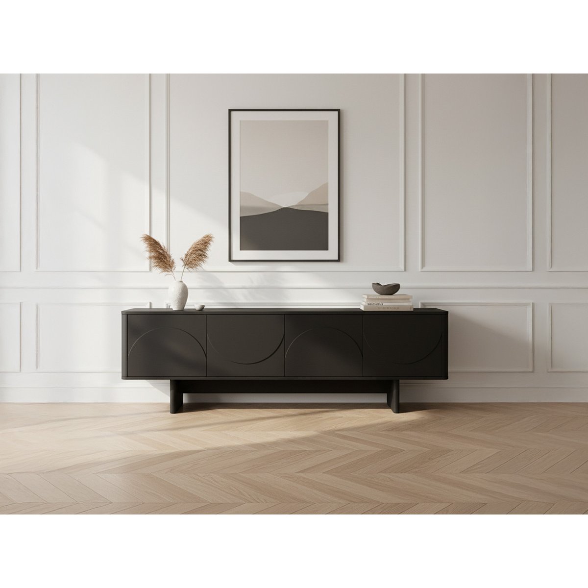 Meuble TV 180 cm MDF, ESTEBAN noir, BOBOCHIC