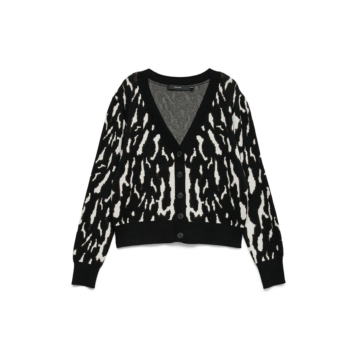 Cardigan stampato a maniche lunghe fantasia nero, VERO MODA