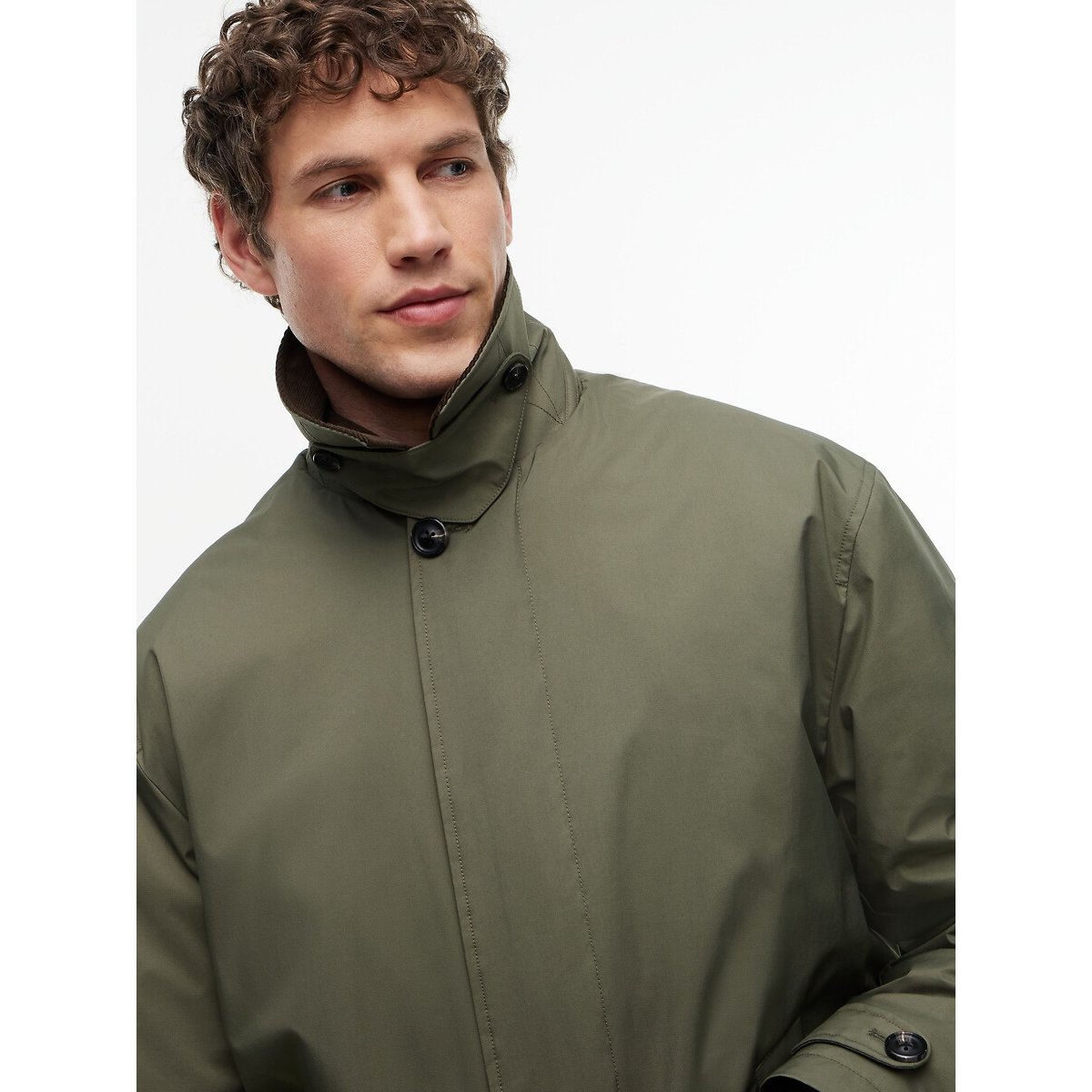 Trench con colletto a contrasto verde felce, TOMMY HILFIGER