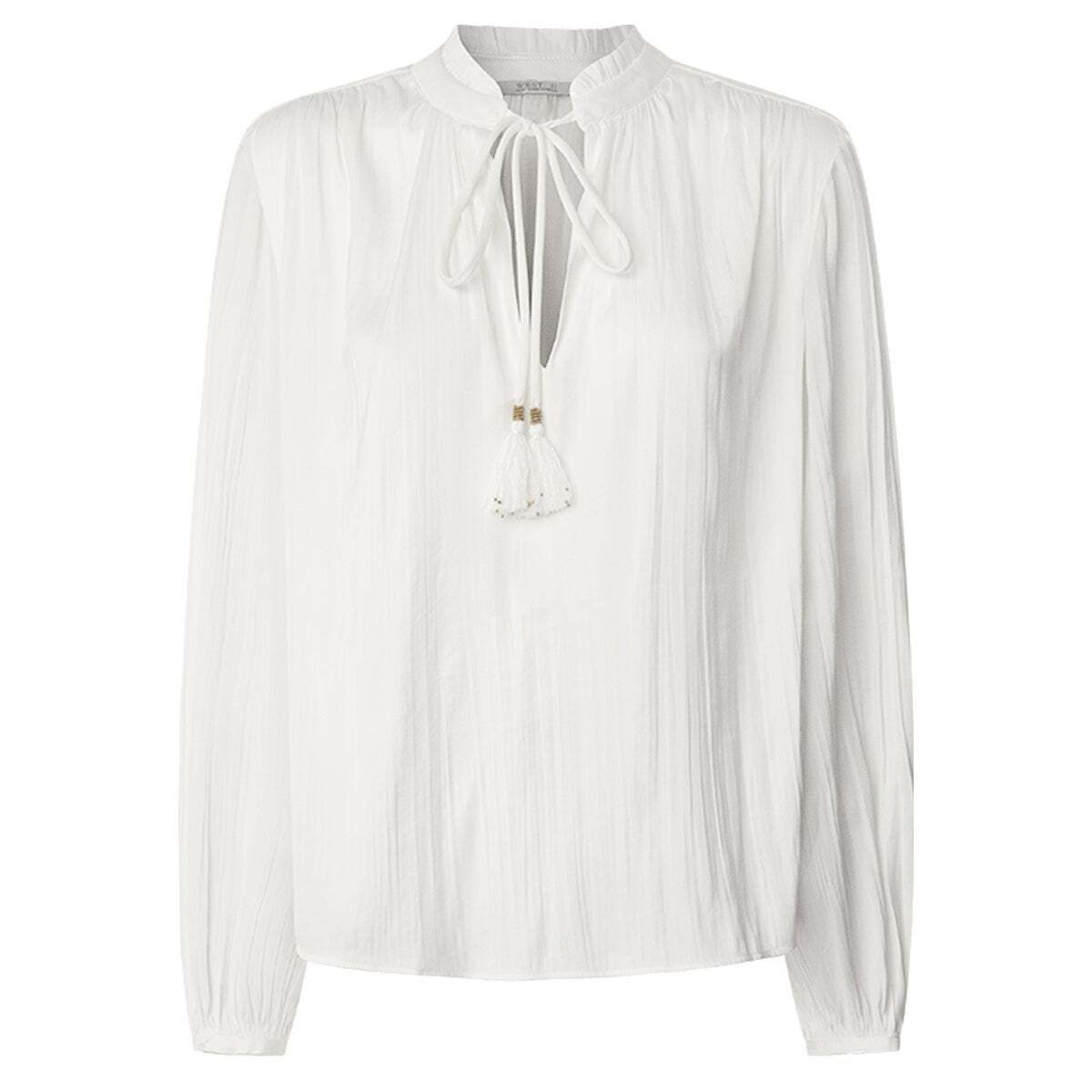 Blouse À Col Mao En Satin blanche mousse, PEPE JEANS