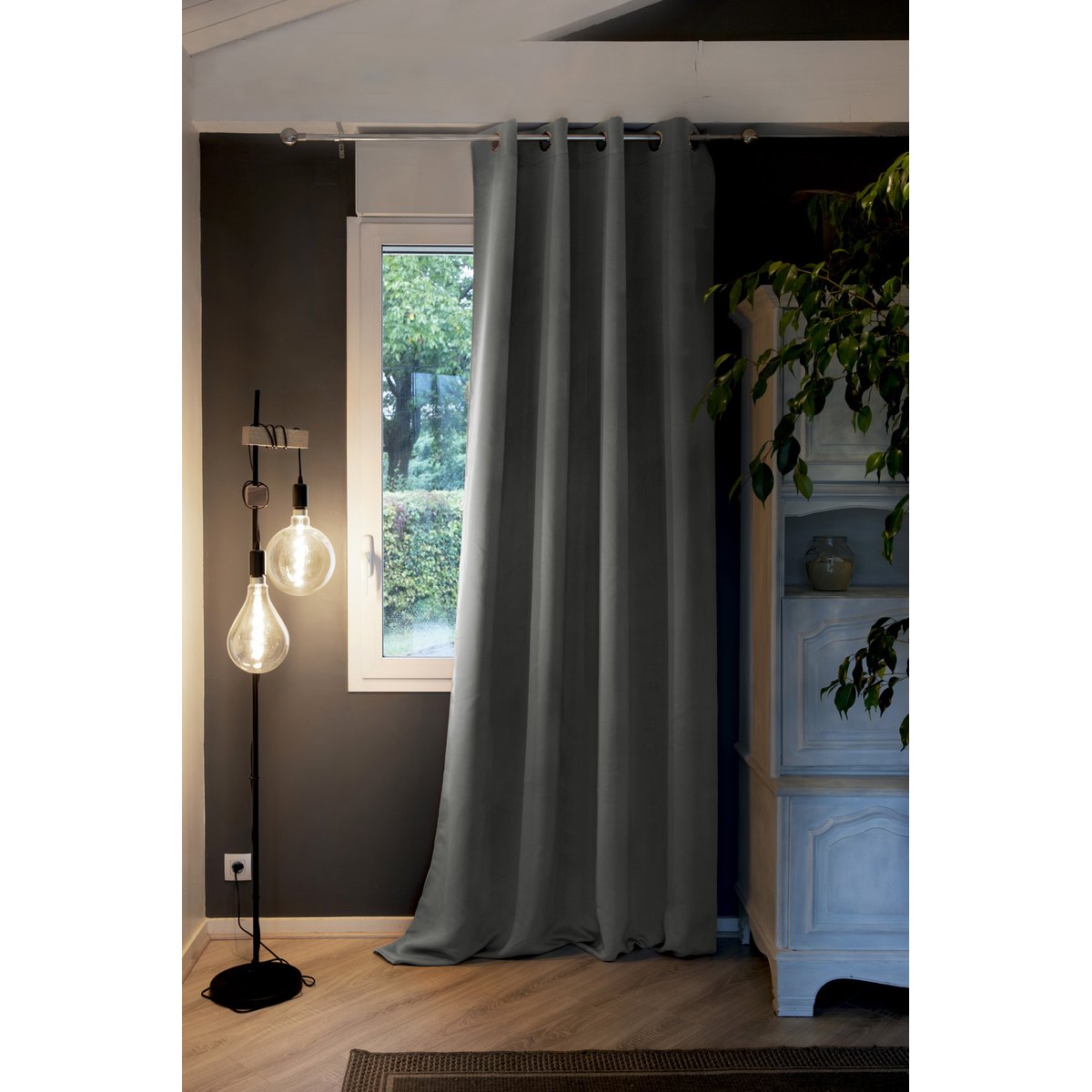 Rideau opacifiant thermique Collection Inuits anthracite, EDEN