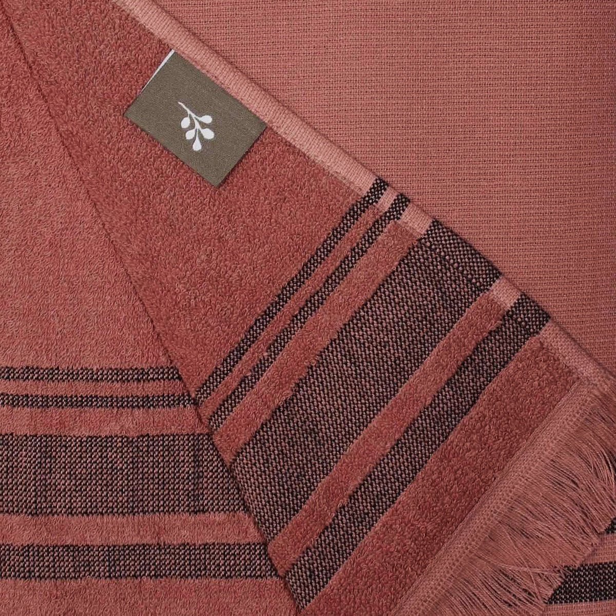 Fouta éponge coton FARO Made in Europe terracotta / noir, FEBRONIE