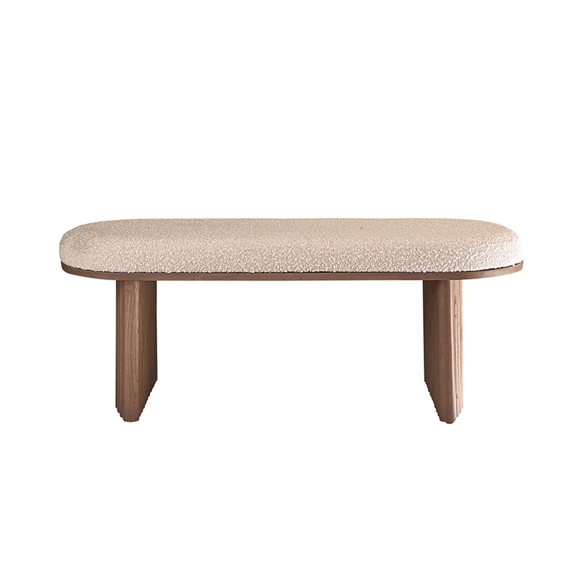 Banc en bois massif et tissu bouclette 120 cm MARLOW marron, BERAH GETAH