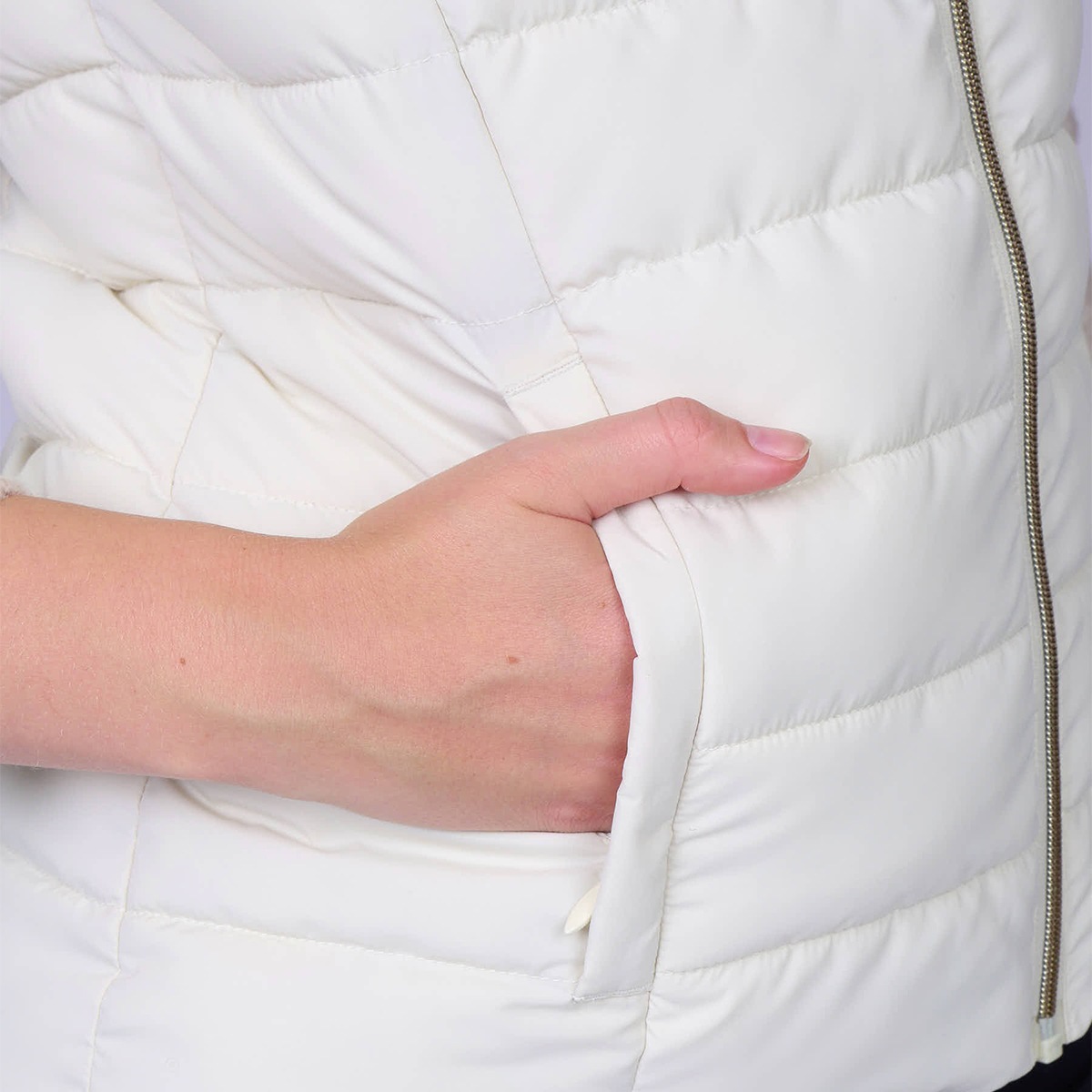 Doudoune sans manches Helena beige, MISE AU GREEN