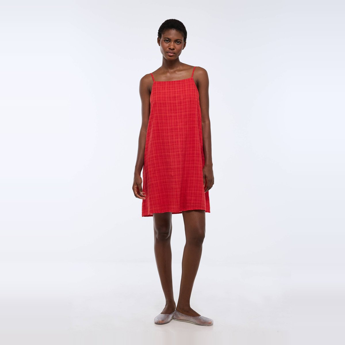 Robe de plage en coton BIO GOTS rouge, MONOPRIX