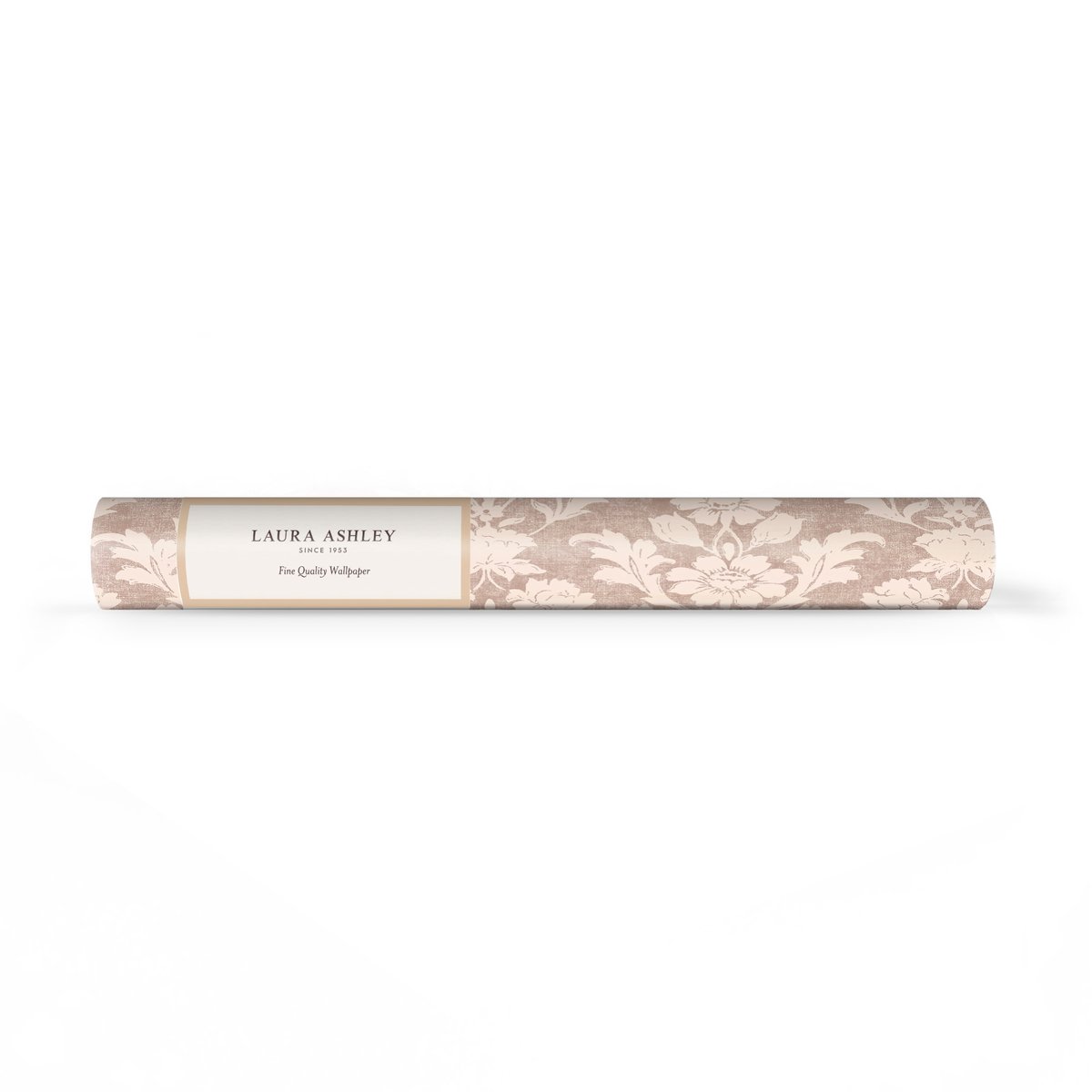 Papier peint damassé fleuri Semington Silhouette rose poudré, crème, LAURA ASHLEY