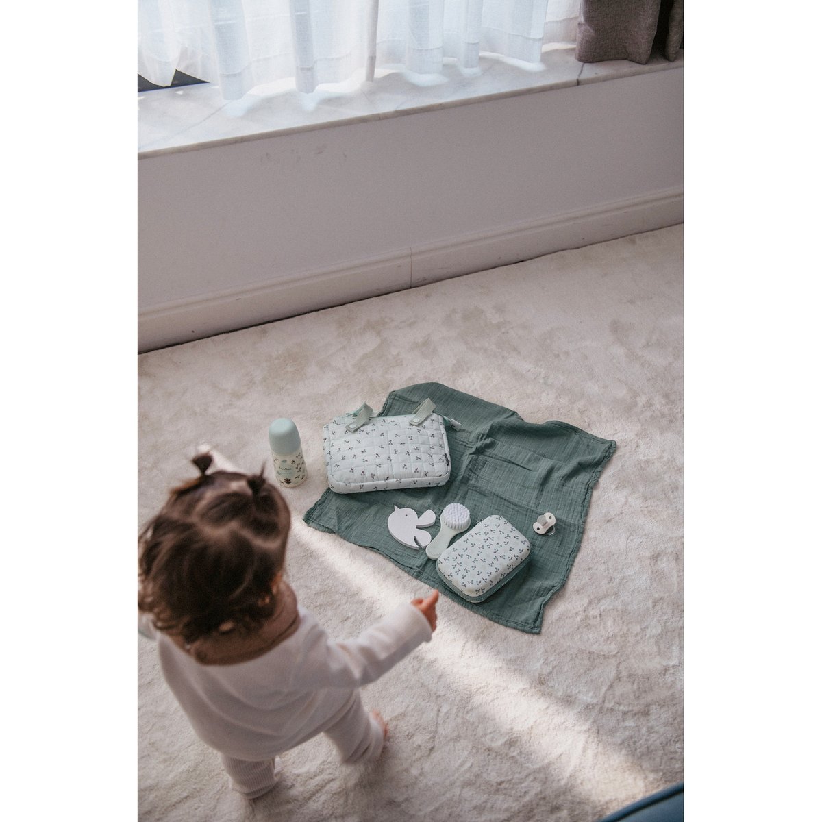 Set accessoire toilette bébé brosse + peigne oisillons beige, SUAVINEX