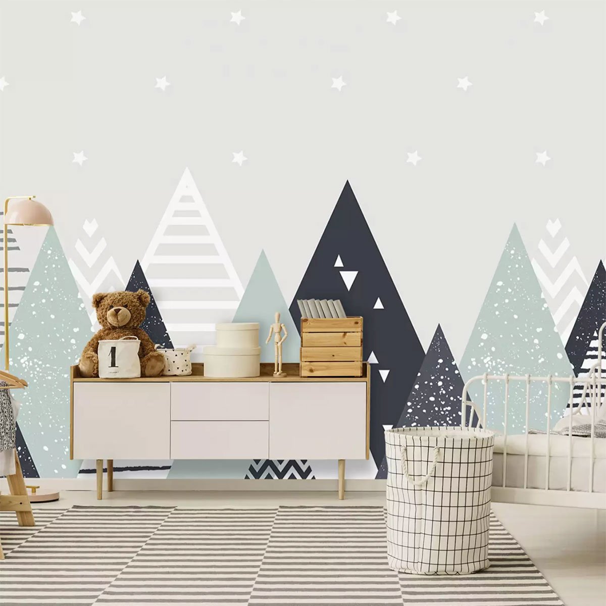 Papier peint enfant montagne scandinave intissé, HEXOA