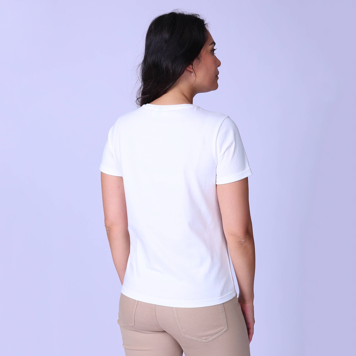 T-shirt col V ecru, MISE AU GREEN
