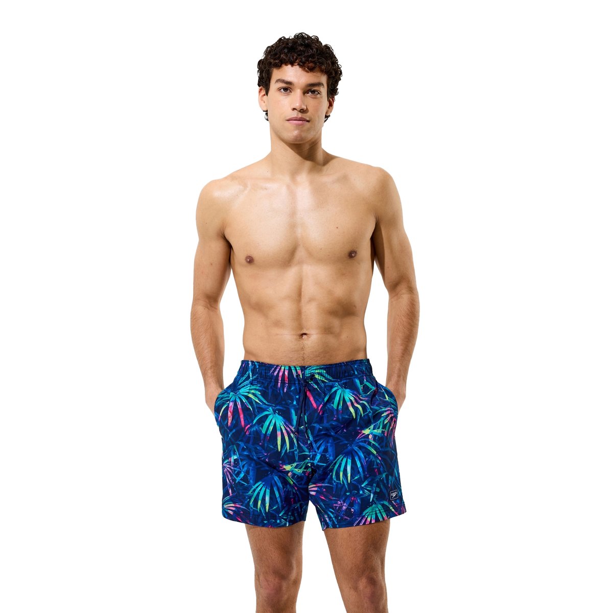 Short de bain à taille élastiquée motif/style tropical REDONDO EDGE VOLLEY bleu marine, SPEEDO