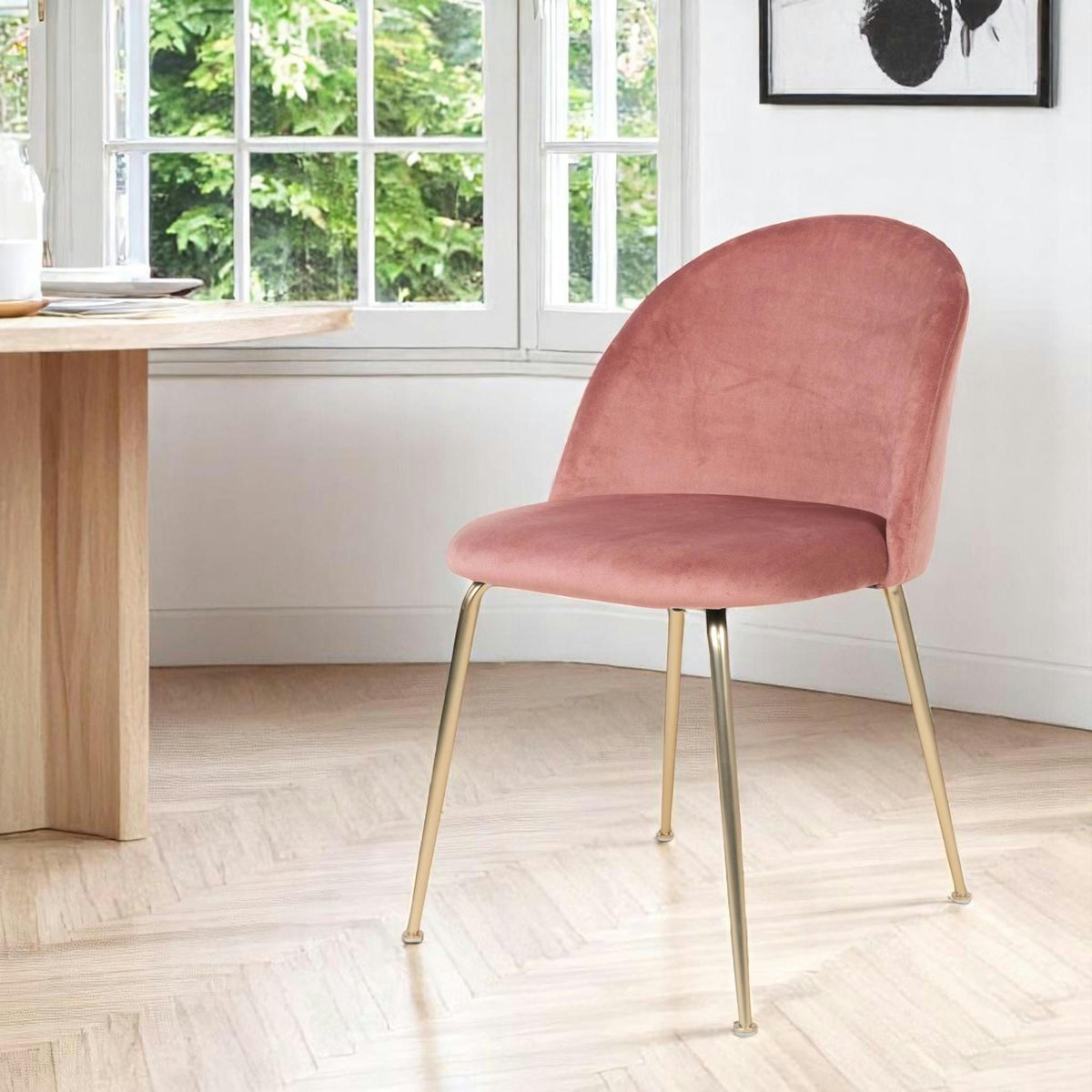 Chaise velours à dossier rond (lot de 2) MONTREUX rose, PIER IMPORT