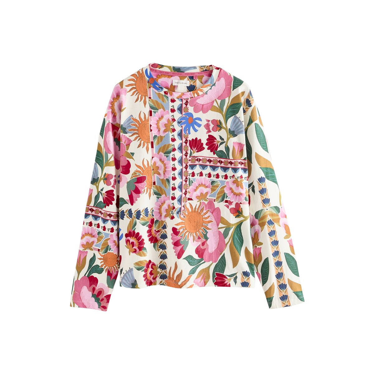 Pyjama à manches longues imprimé floral folk rose/crème, NEXT