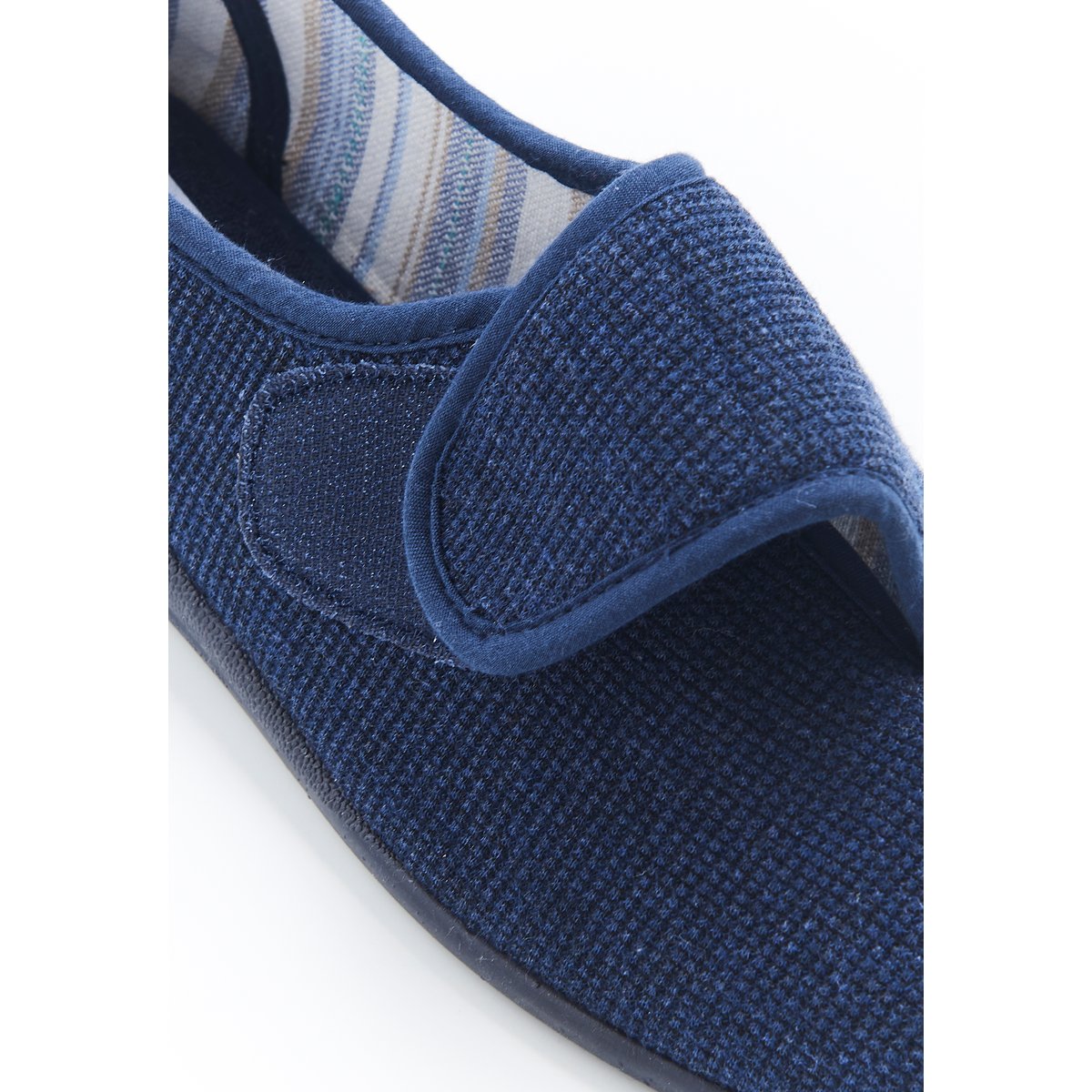 Chaussons maille gaufrée à scratch bleu marine, DAMART