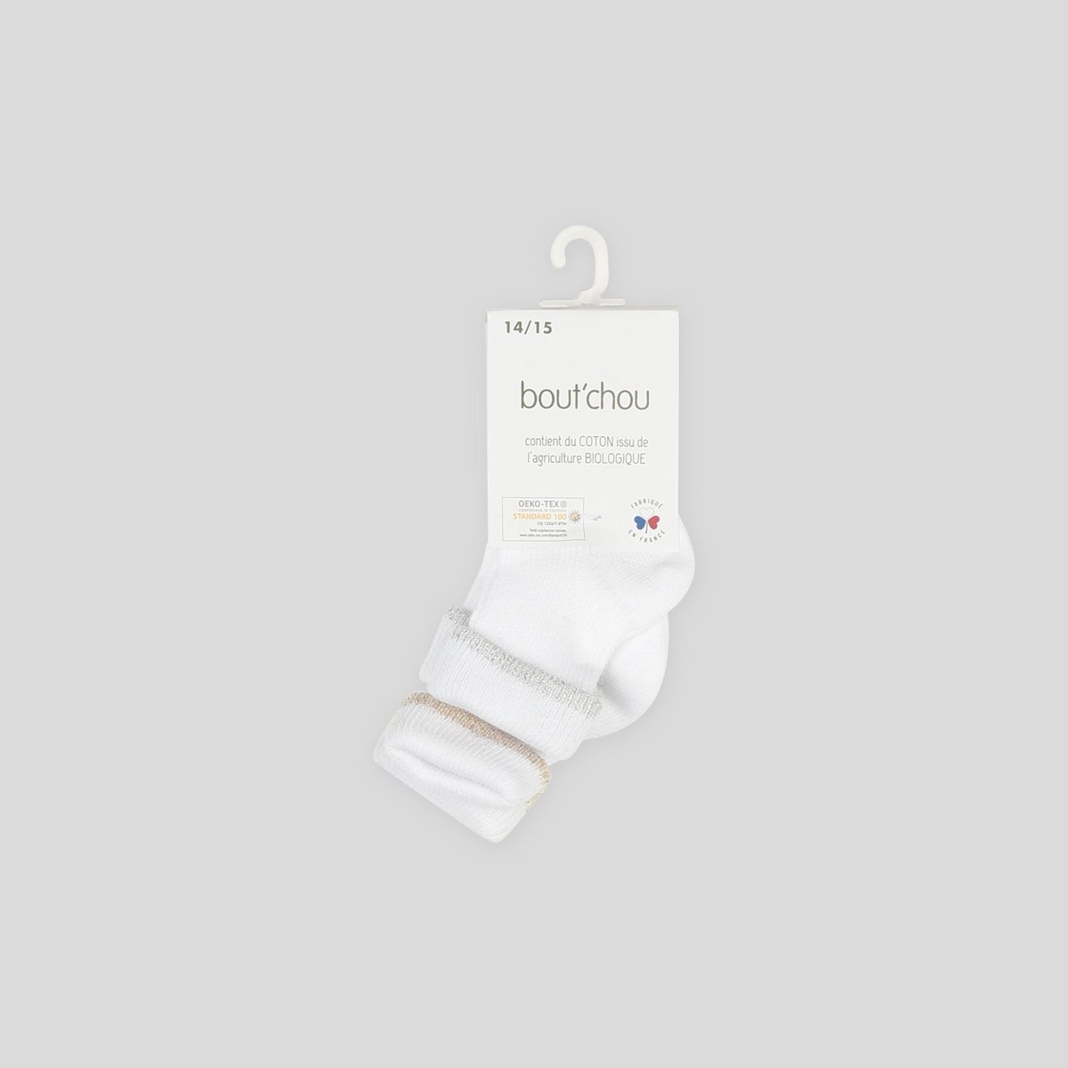 Lot de 2 paires de chaussettes blanc, BOUT'CHOU