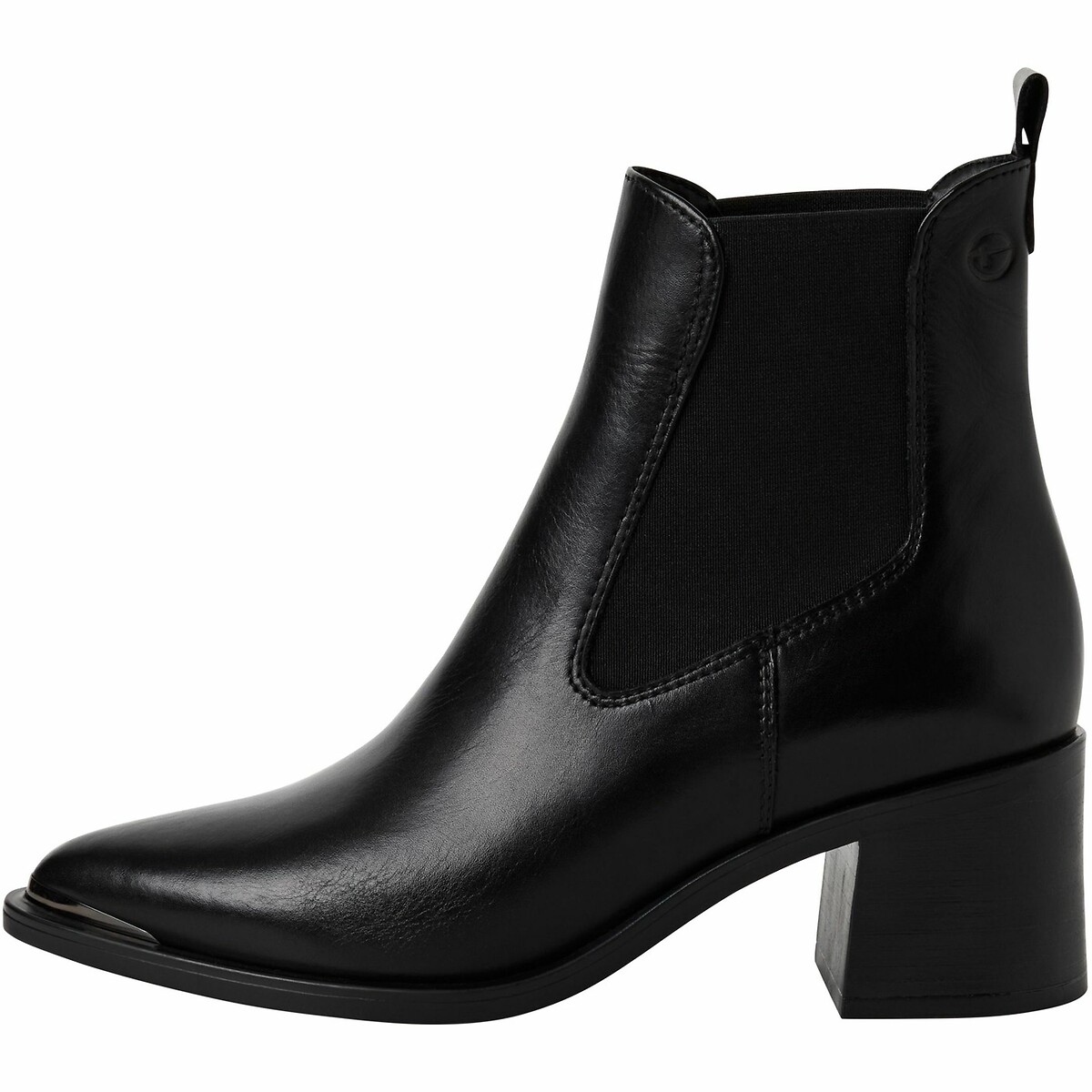 Bottines pointues en cuir noir, TAMARIS
