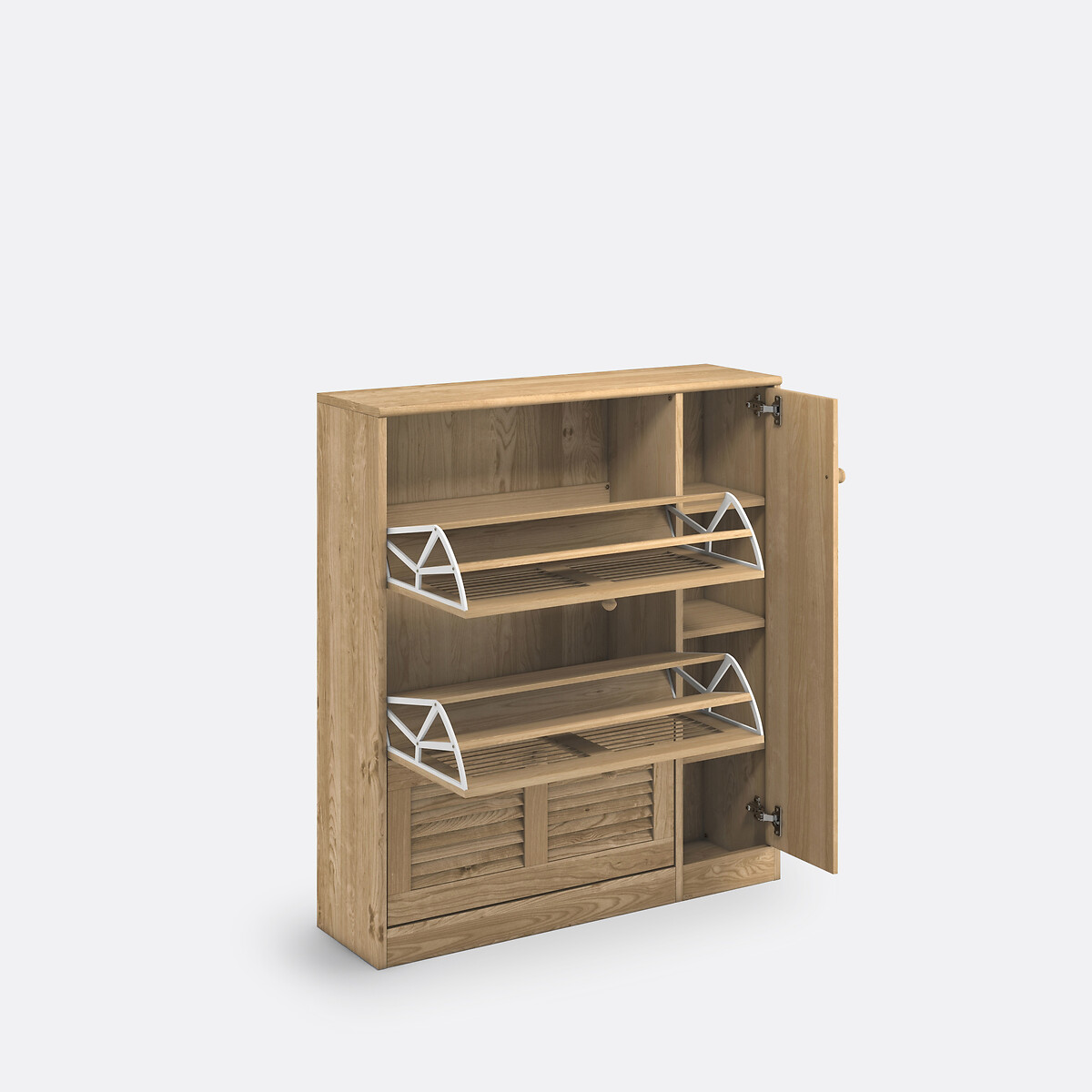 Meuble à chaussures Mayor, 3 abattants 1 porte bois clair brut, SO'HOME