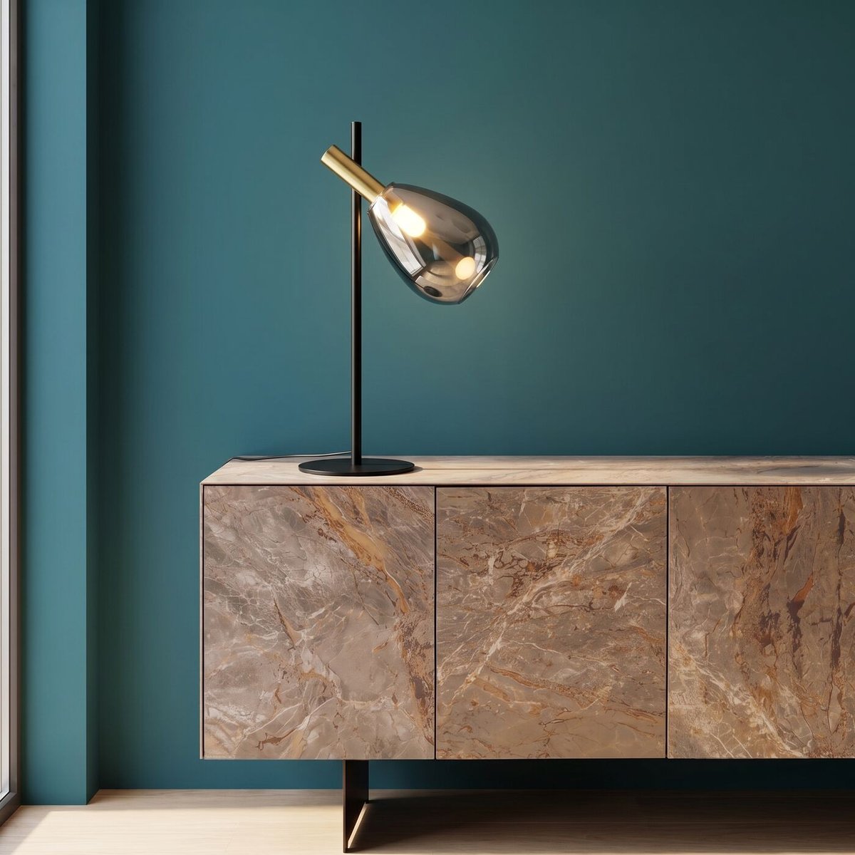 Lampe en acier et verre, FARI noir, KARE DESIGN