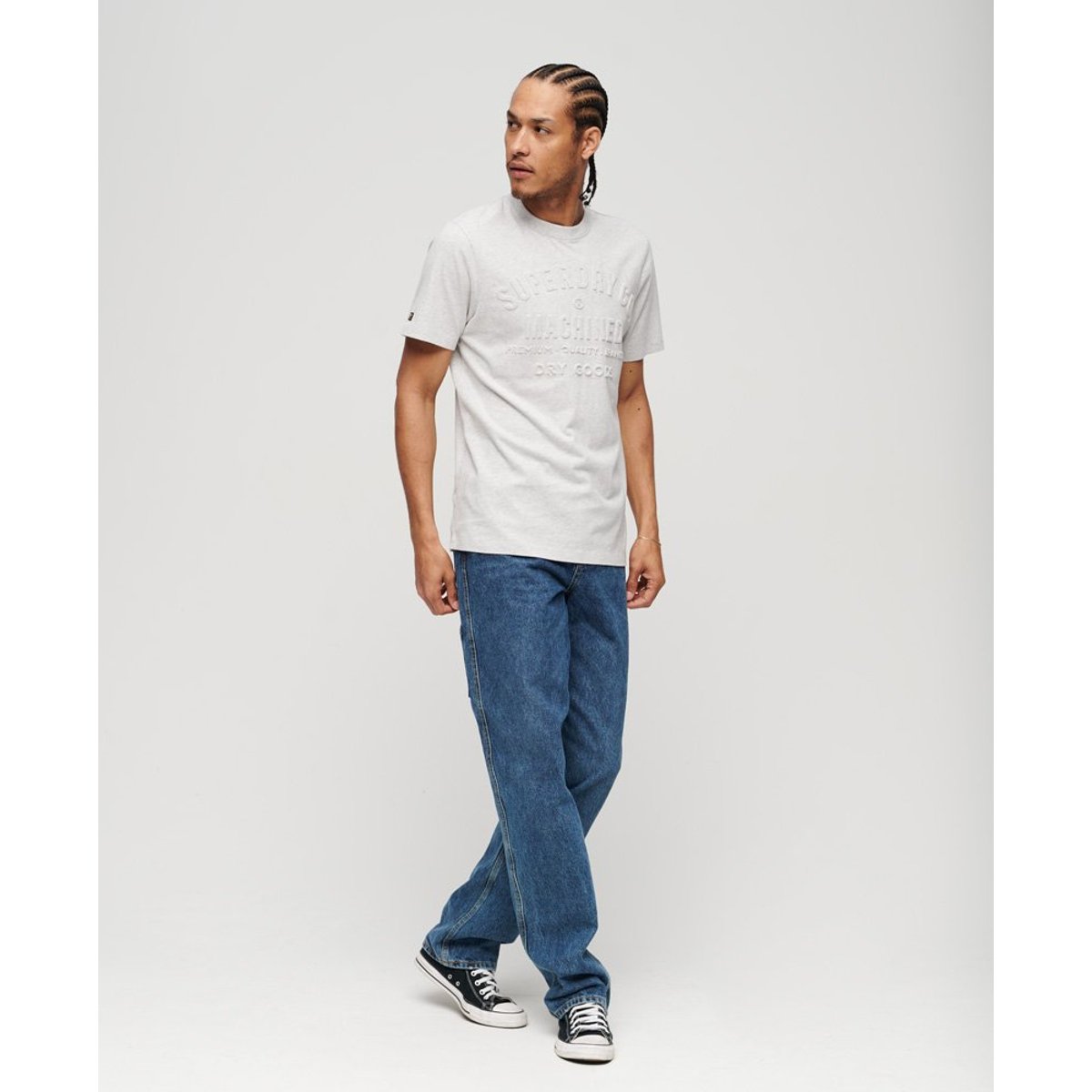 T-shirt à motif Workwear en relief gris glacier chiné, SUPERDRY