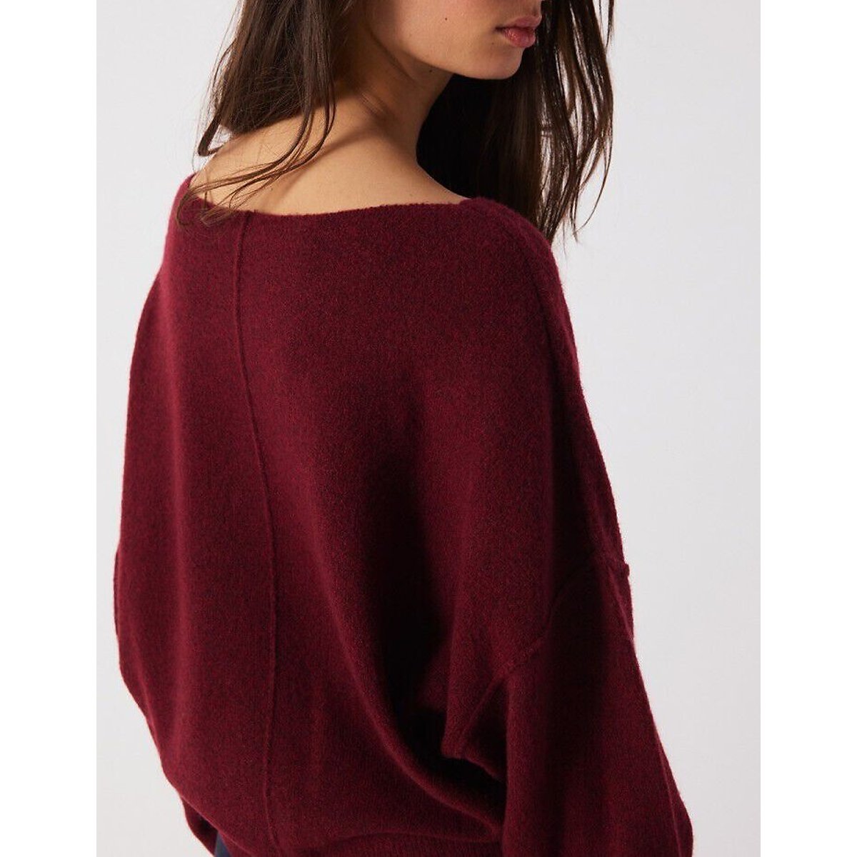 Damsville Boat Neck Jumper in Chunky Knit cherry, AMERICAN VINTAGE