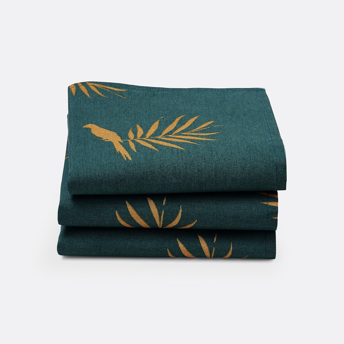 Lot de 3 serviettes imprimées, Cancun vert/or, SO'HOME