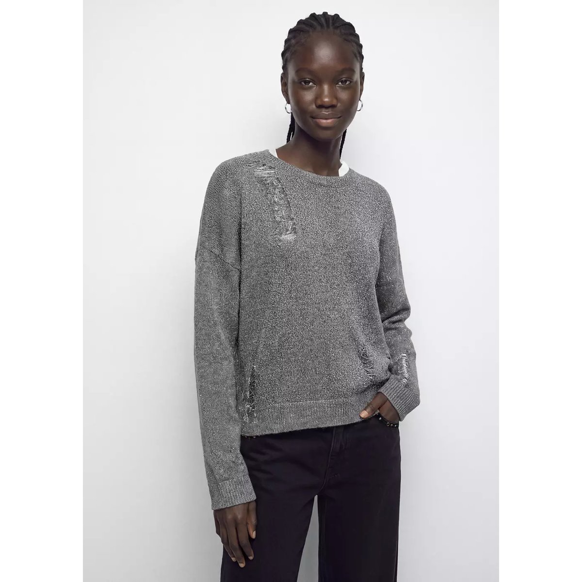 Pull dublin gris chiné foncé, MANGO TEEN