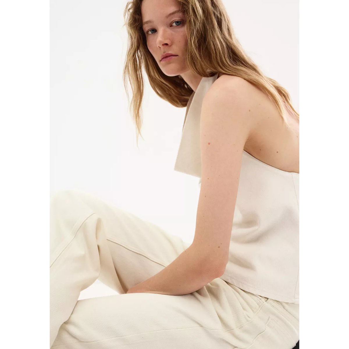 Jean low waist nœud écru, MANGO