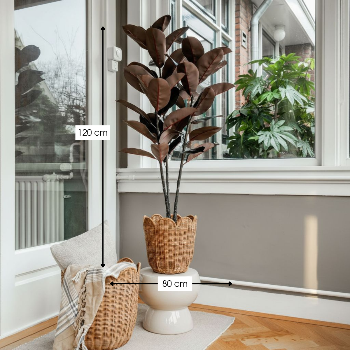 Plante artificielle RUBBERPLANT rouge, MICA DECORATIONS