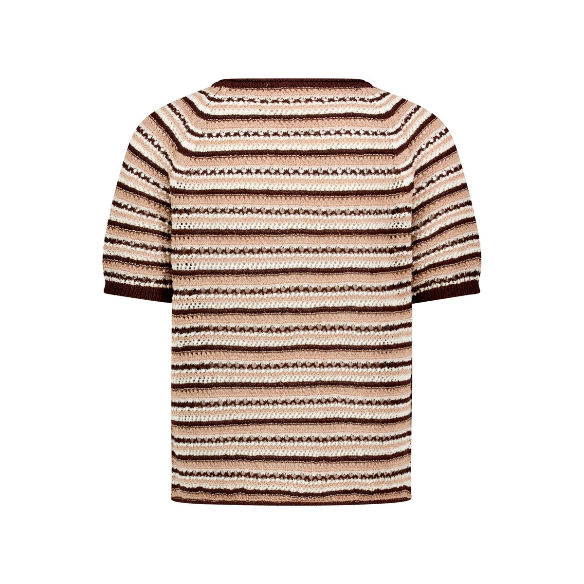 Pull-over en maille à encolure ronde brown/cream, CARTOON