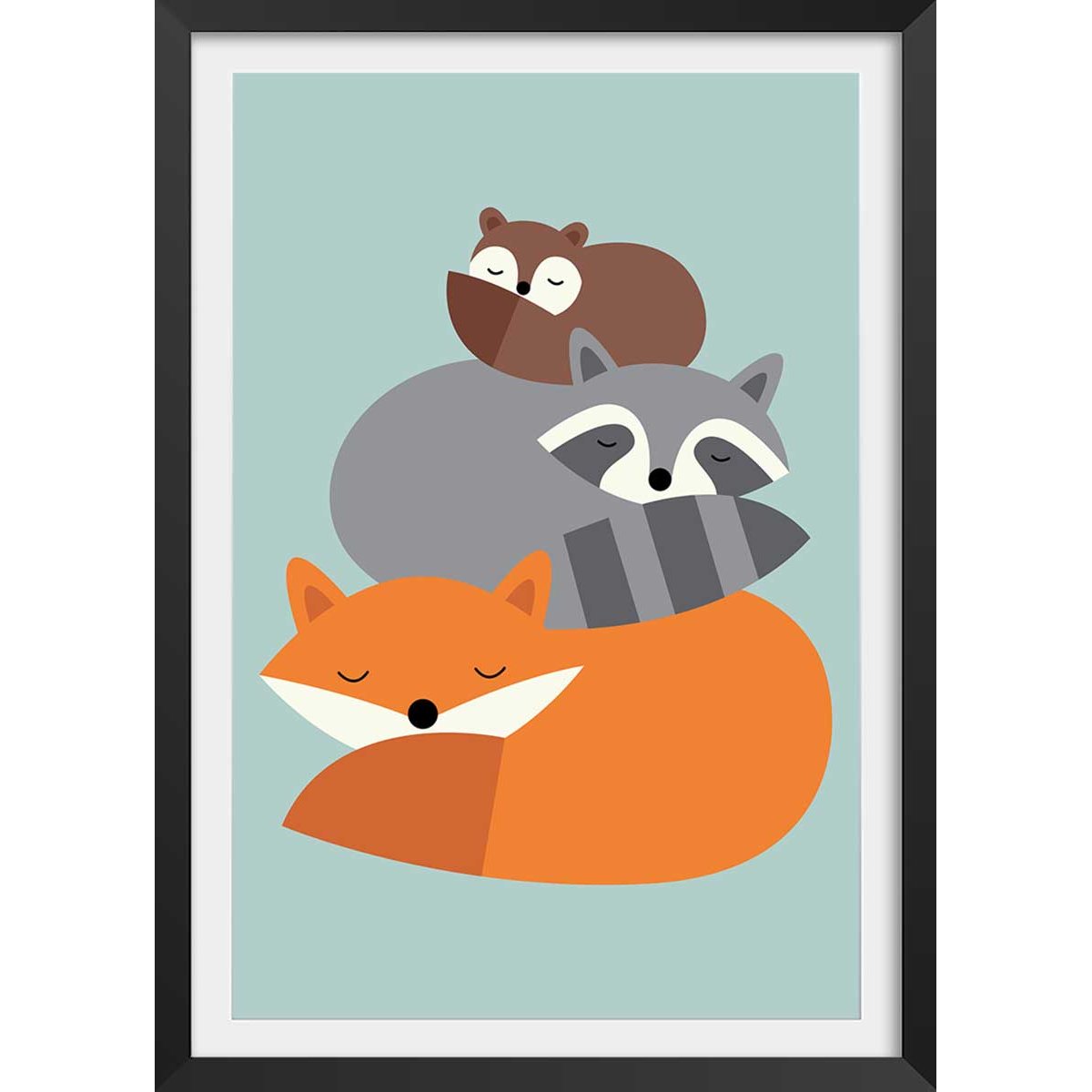 Affiche  chill forest affiche + cadre en bois - noir, HEXOA