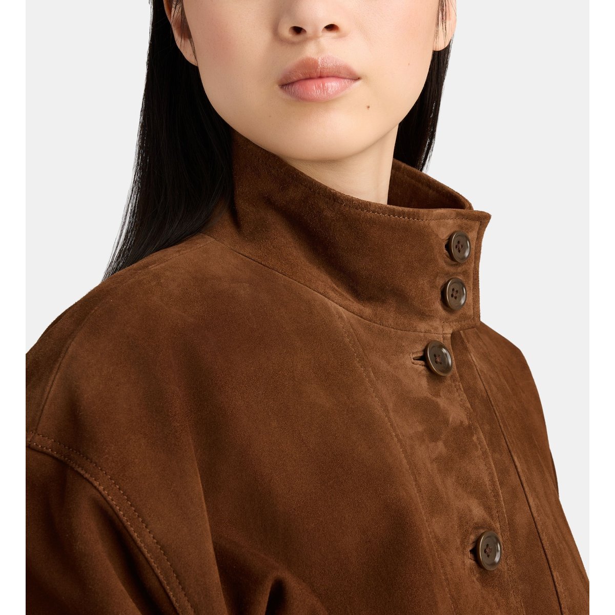 Blouson droit oriane nubuck marron écureuil, JODHPUR