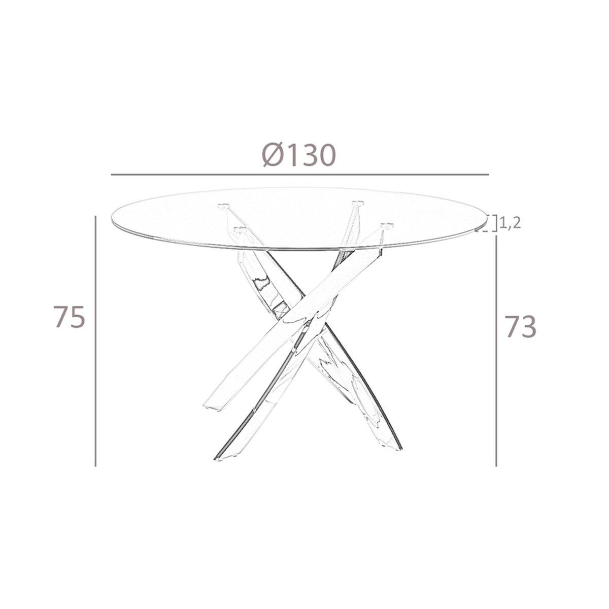 Table à manger ronde verre trempé et acier blanc verre | blanc, ANGEL CERDA