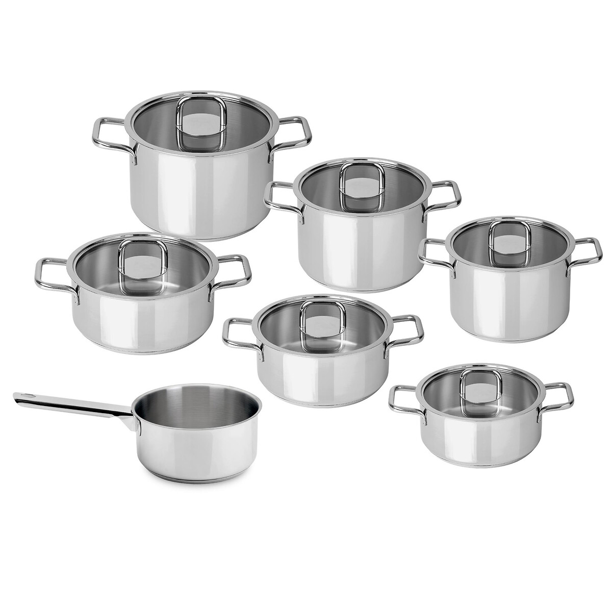 Trem de cozinha Comfort Glass (7 peças), SILAMPOS inox, SILAMPOS