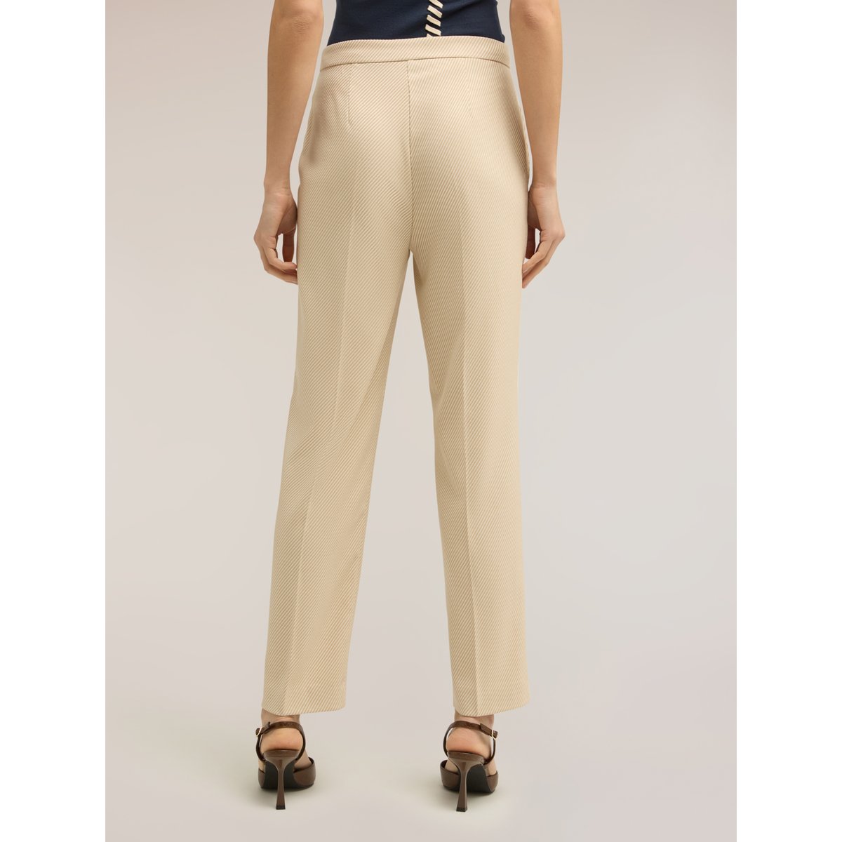 Pantalon regular à rayures beige, MOTIVI