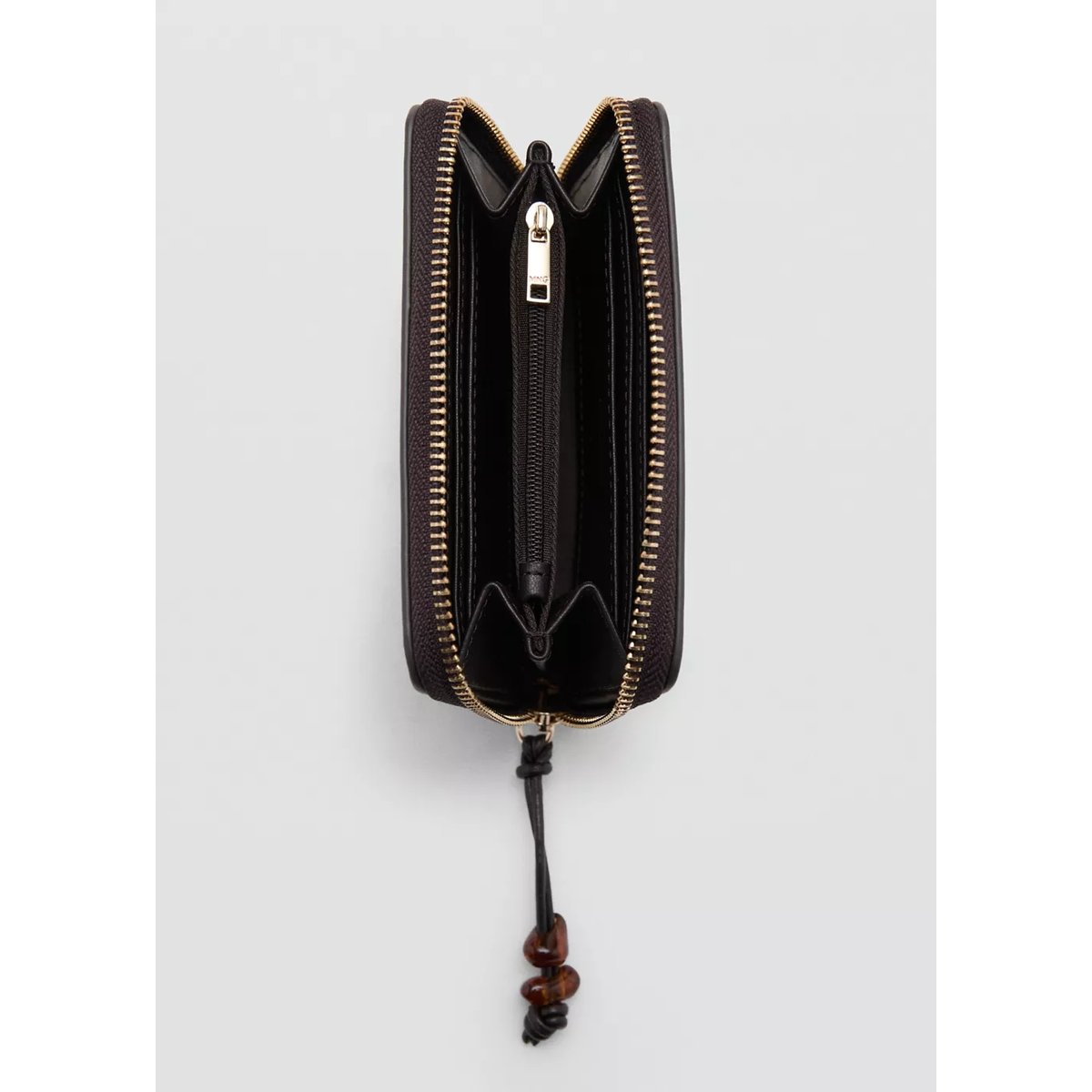 Portefeuille petit effet saffiano chocolat, MANGO