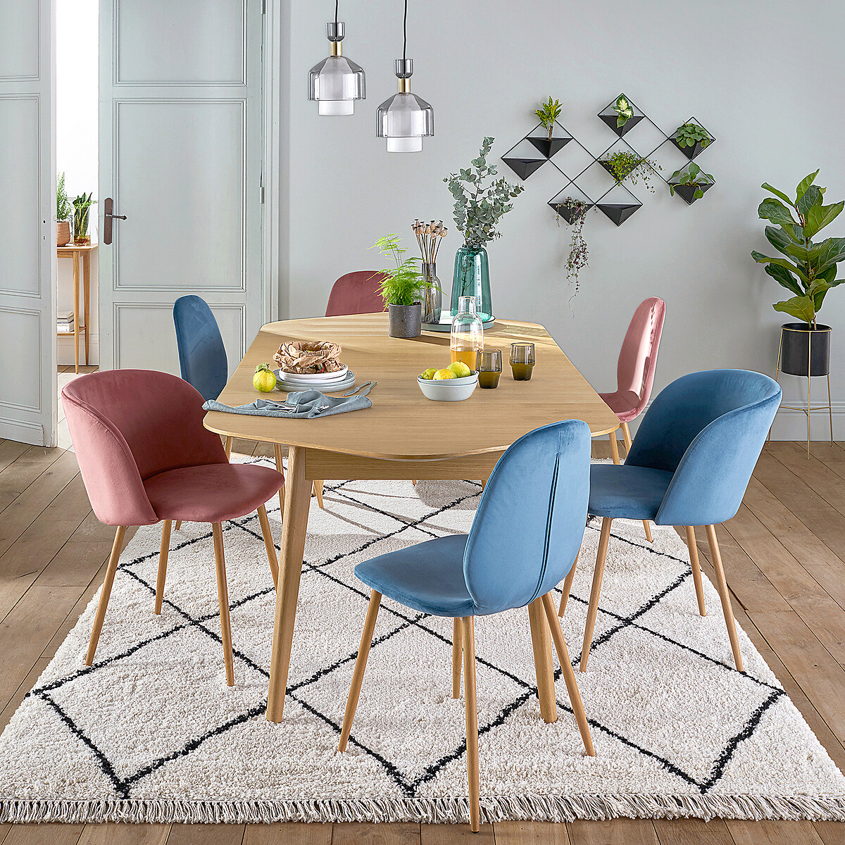 Biface 4-10 Seater Extending Dining Table in Oak and Veneer oak, LA REDOUTE INTERIEURS