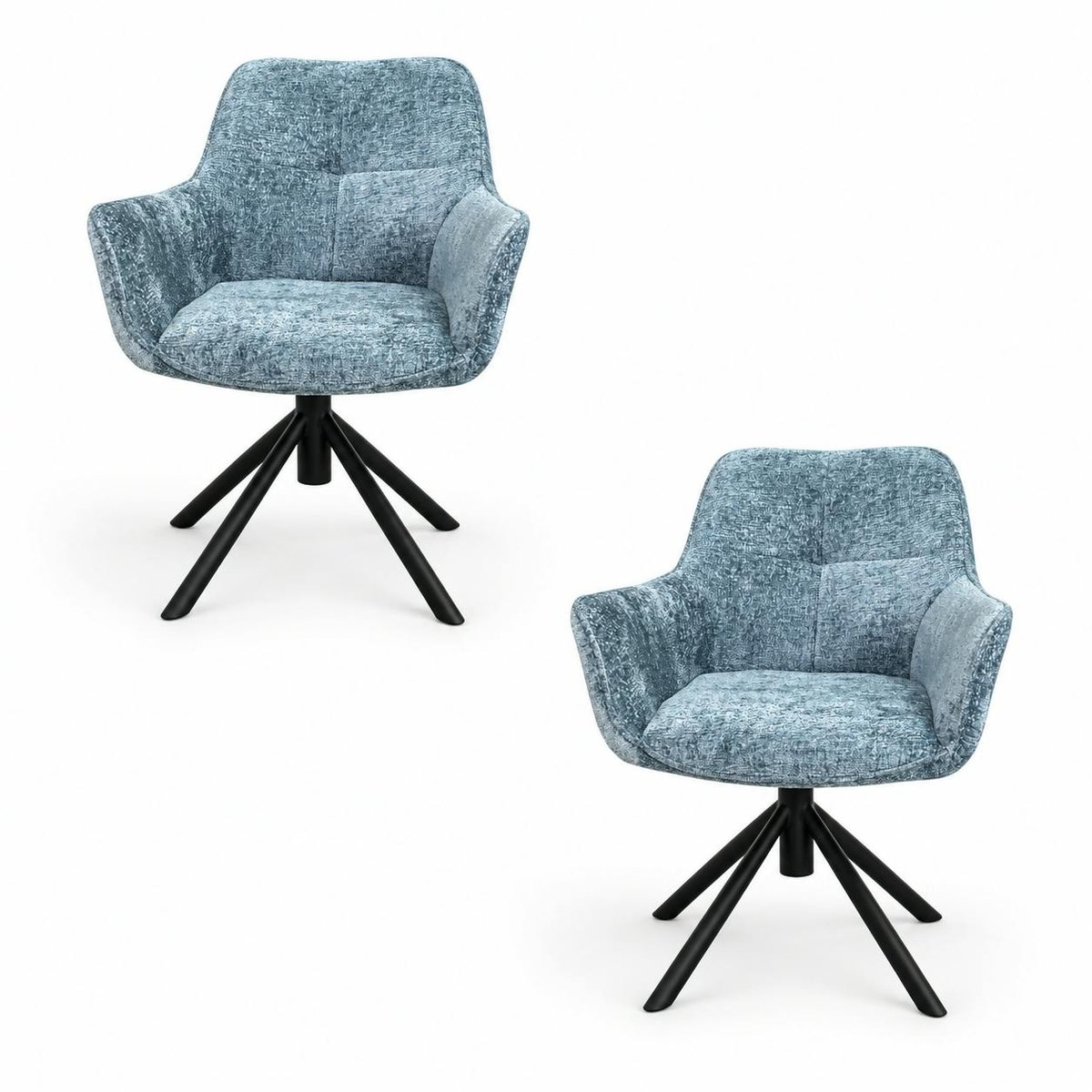 Fauteuil de table pivotant tissu bleu (lot de 2) IENA bleu, PIER IMPORT