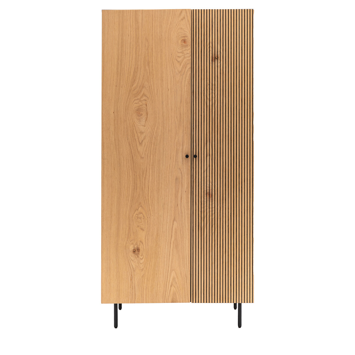 Hopewell 2 Door Oak Slatted Wardrobe natural/black, SO'HOME