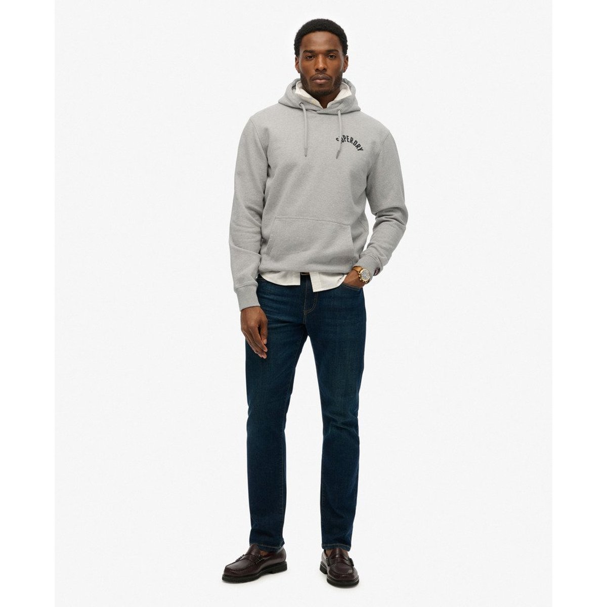 Athletic Essentials Sweat à capuche gris chiné, SUPERDRY