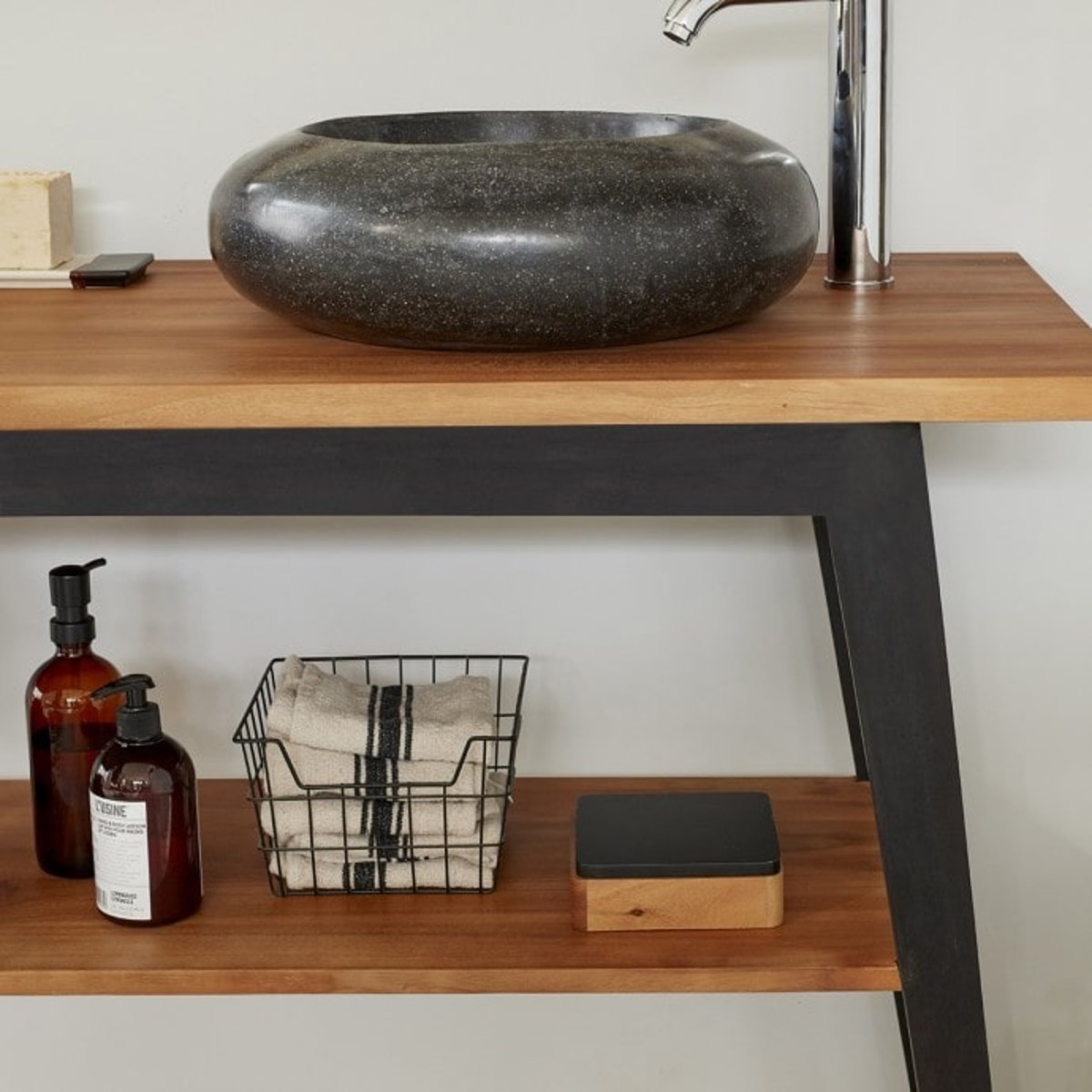 Meuble de salle de bain en teck massif 150 cm  SARA naturel, BERAH GETAH