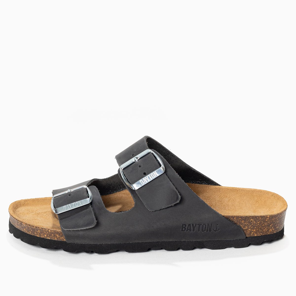 Sandales en cuir ATLAS gris foncé, BAYTON