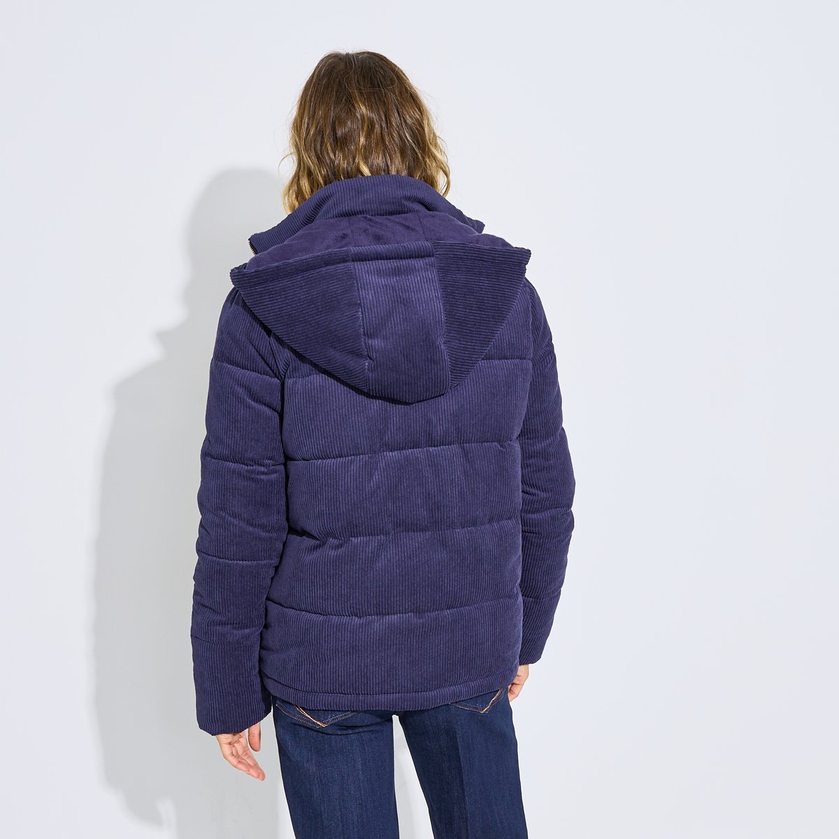Doudoune courte velours bleu marine, GRAIN DE MALICE