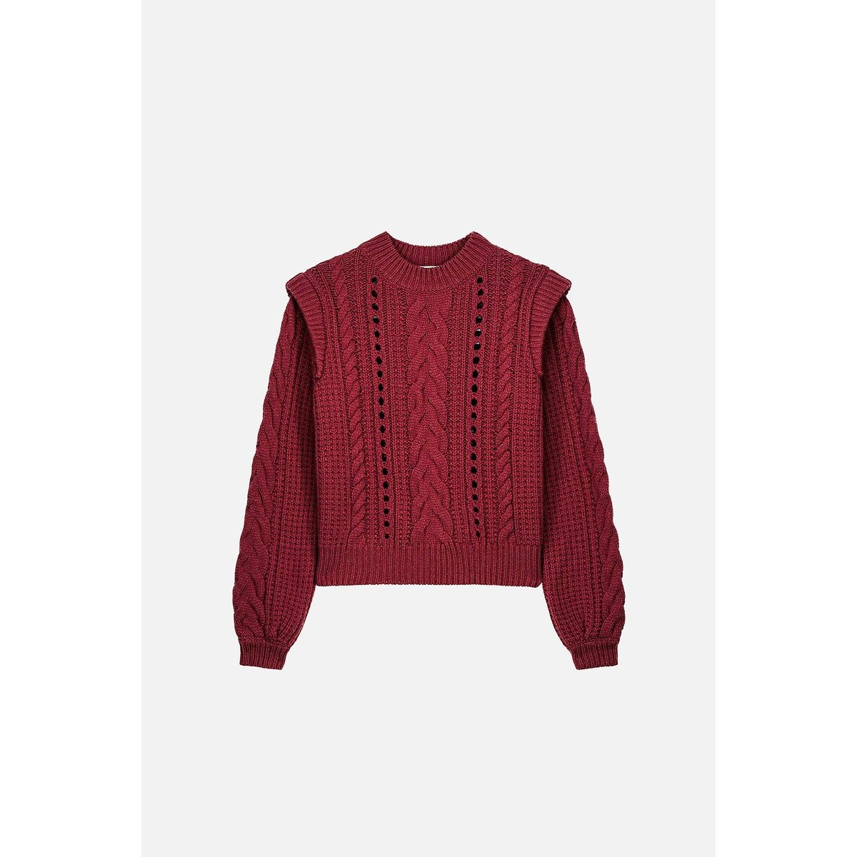 Anika Cable Knit Crew Neck Jumper with Epaulettes 90002254, LOUISE MISHA